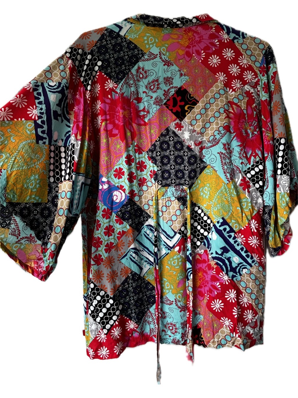 Josie Natori Multicolor Patchwork Kimono Robe XS - Picture 4 of 7